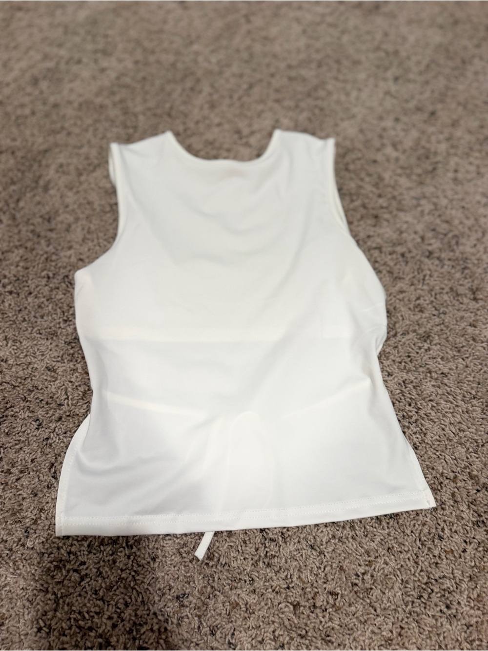 Women’s White Sleeveless Tank Top with Cutout Tie Back